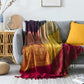 Bahar Red Chenille Blanket Tassel Sofa Cover